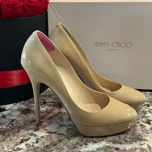 Jimmy Choo Nude Patent Leather Heels